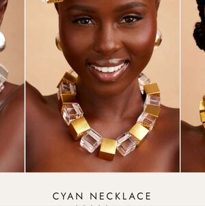 Khoi CYAN Necklace Gold and Acrylic BRAND NEW WITH TAG